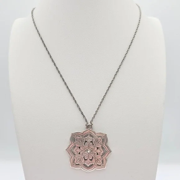 BRIGHTON "Casablanca Jewel" Necklace Reversible Crystals Enamel Silver Plate 18" - Picture 7 of 10